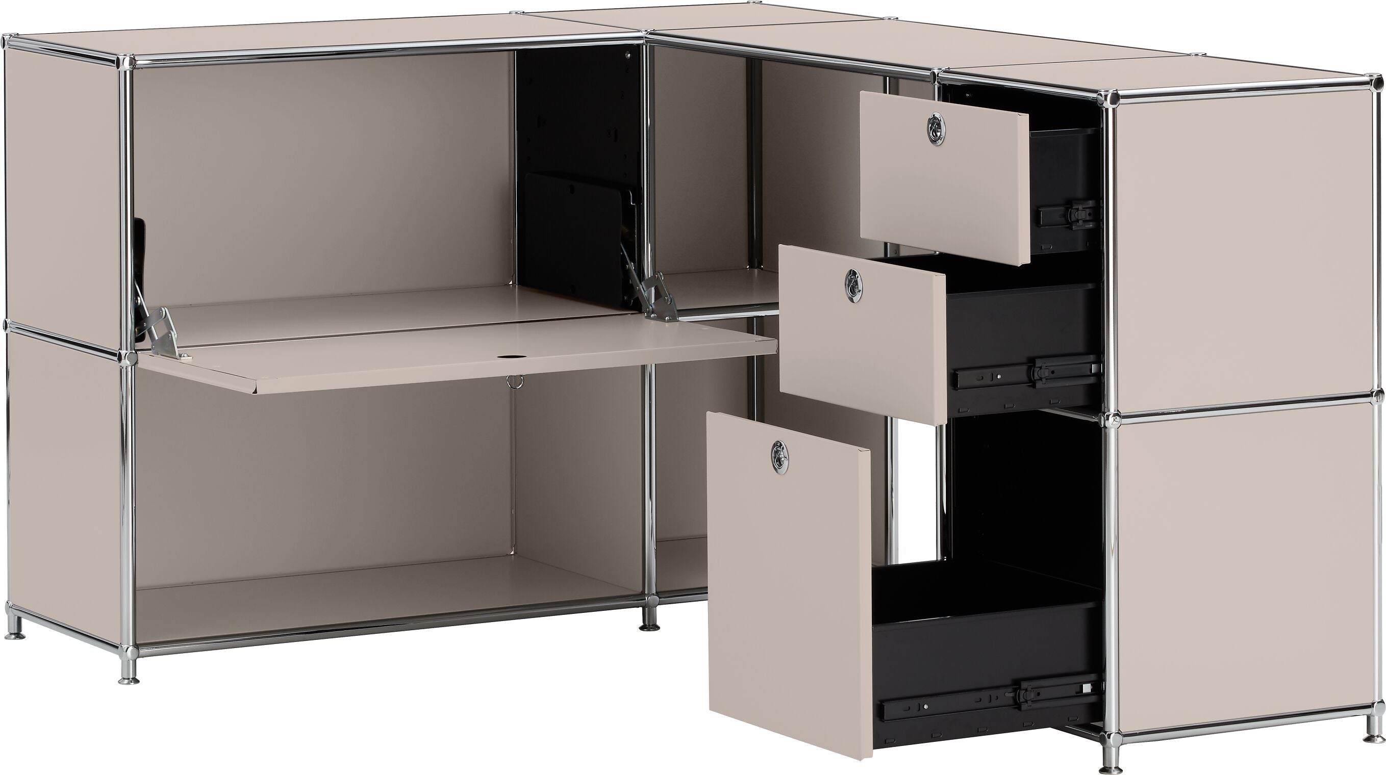 FLEXCUBE Eckschreibtisch - Taupe / B: 152.0 cm x T: 115.0 cm x H: 80.0 cm