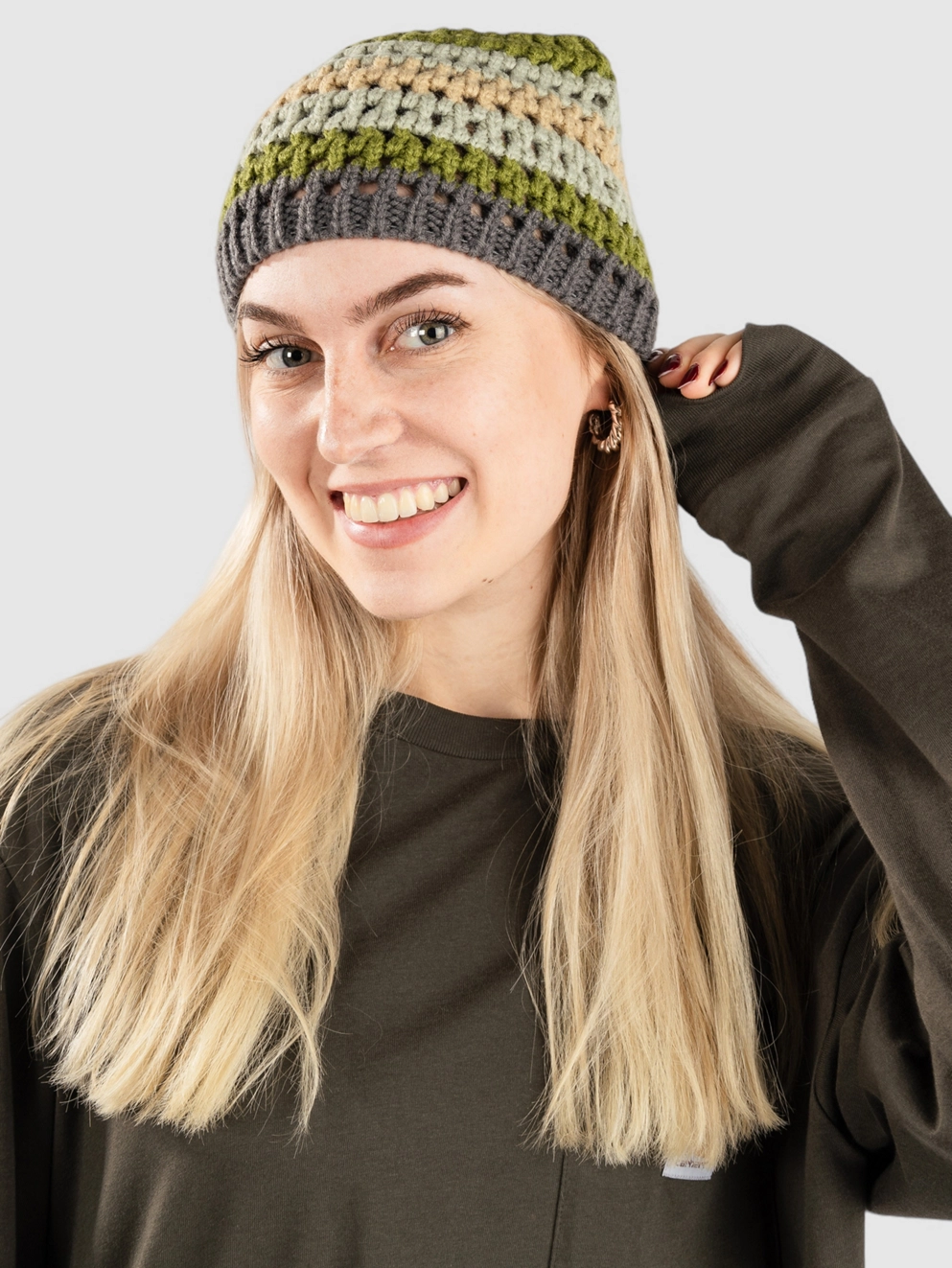 Empyre Kyle Crochet Skully Beanie grn/gray