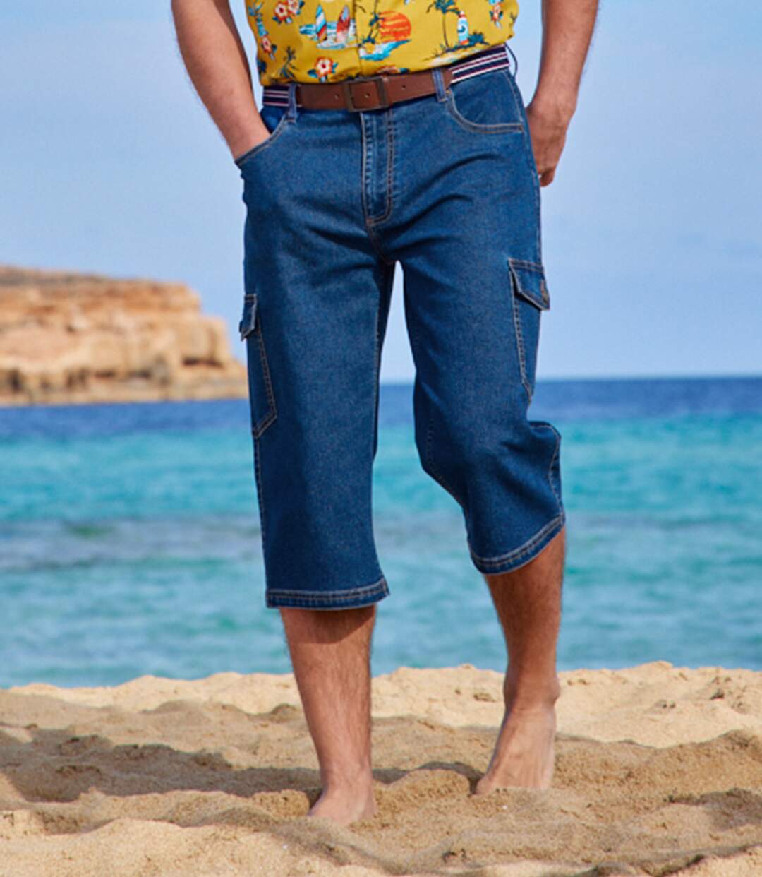 Pantacourt Denim Cargo