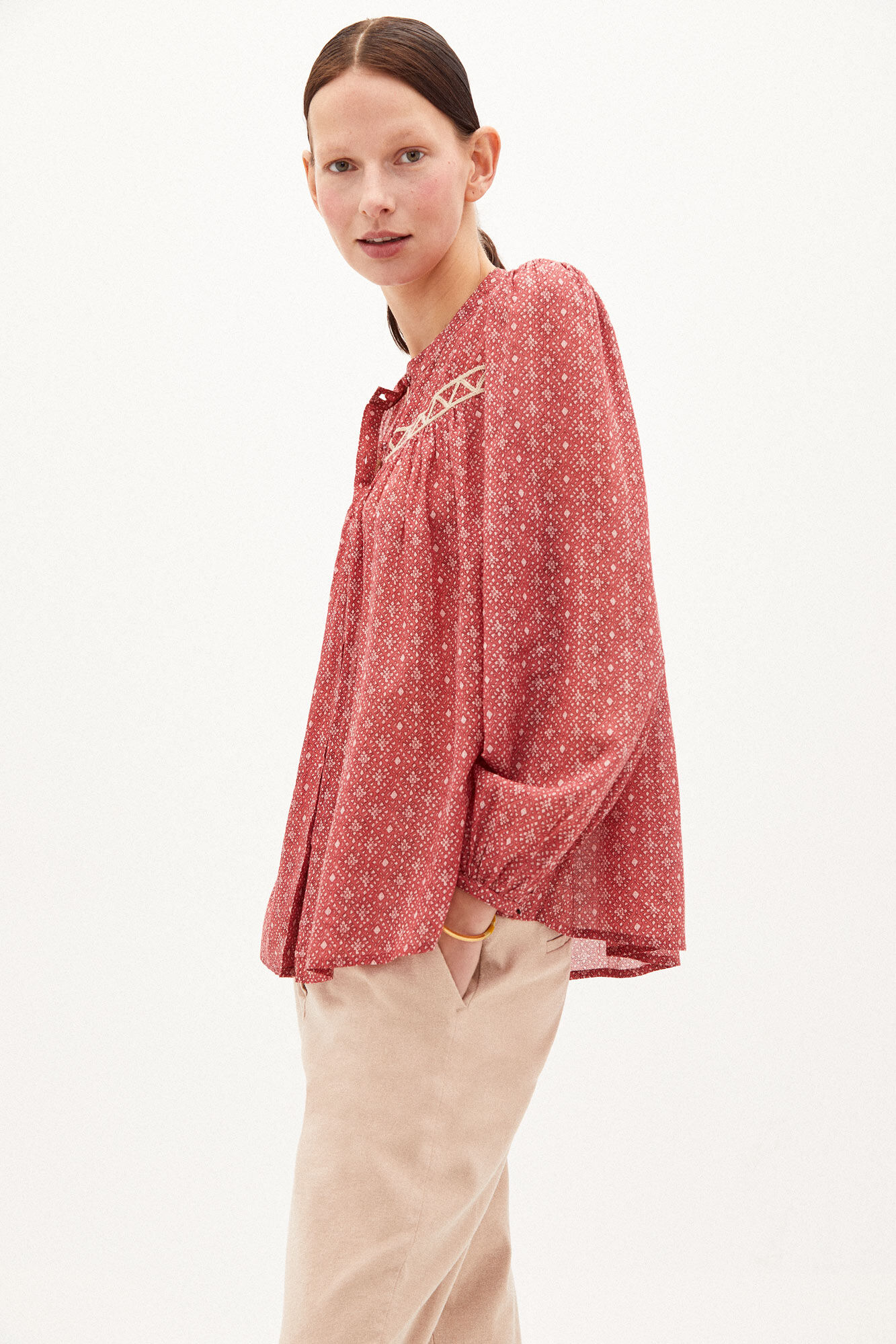 Camisa Mabel Estampada Algodón - Rosa