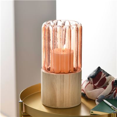 Vase verre et bois