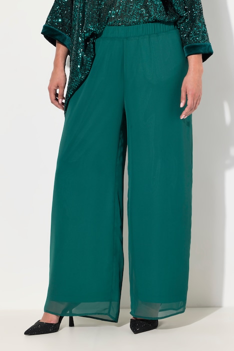 Chiffonhose, doppellagig, weites Bein, Elastikbund