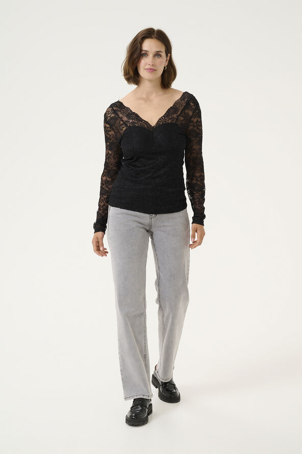 Cream CRGlaze Blouse w. Lining Pitch black