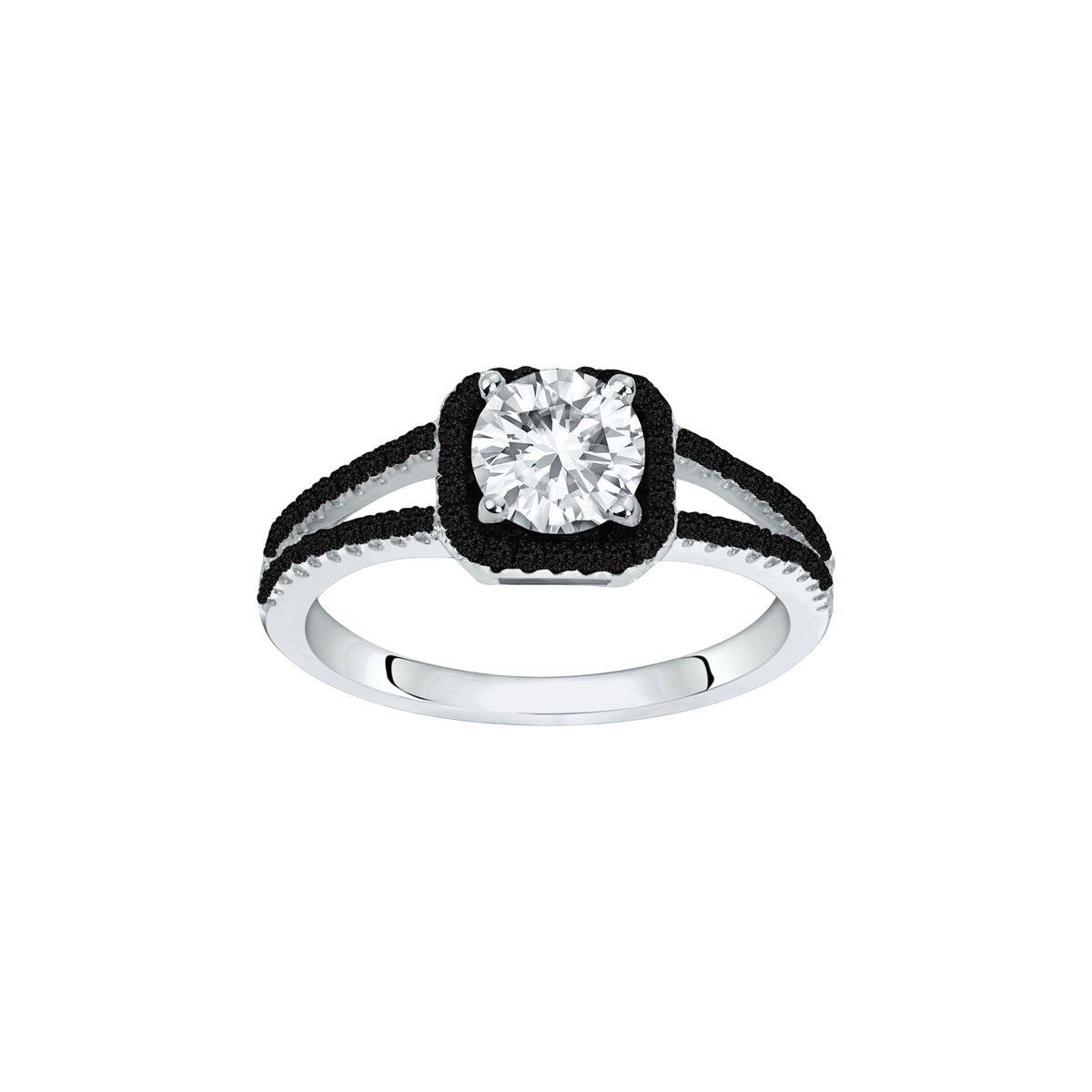 Bague en Argent avec oxyde de zirconium noir