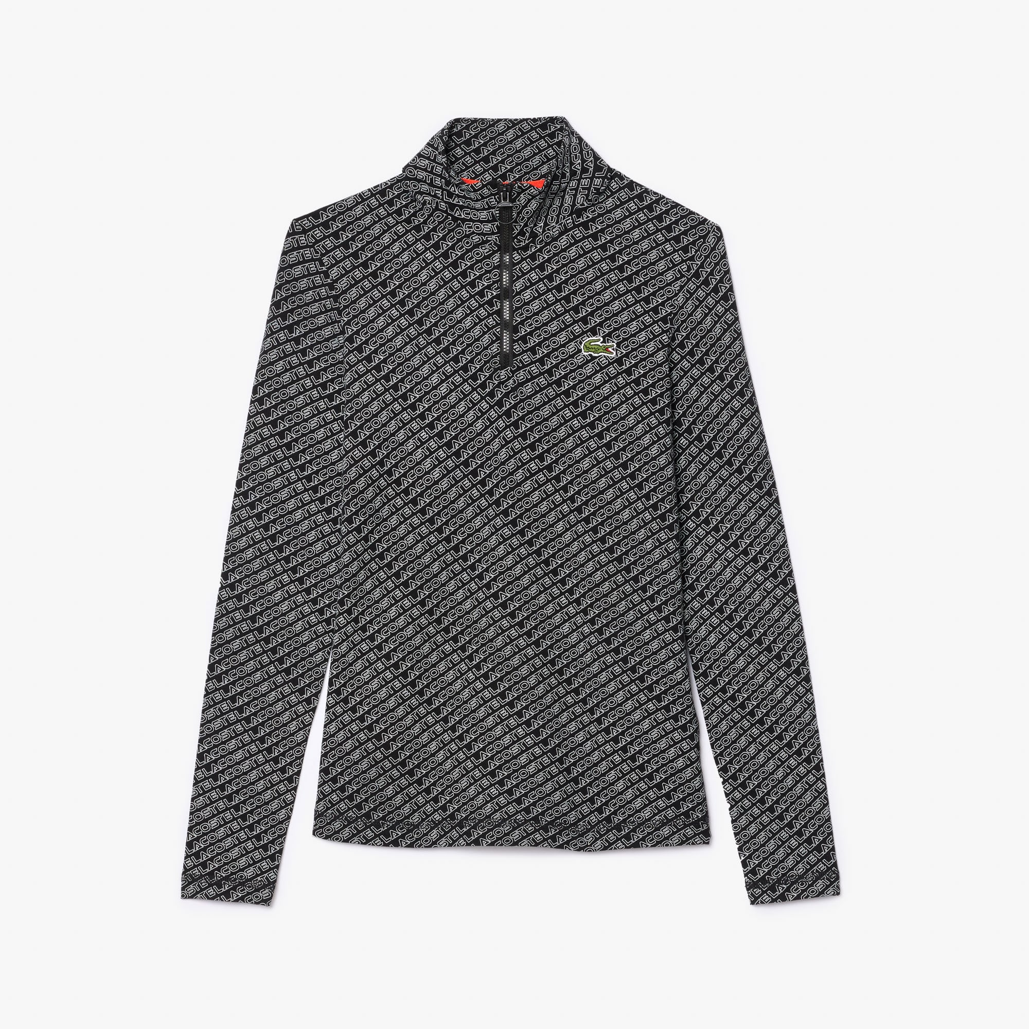 Polo manches longues col zippé imprimé siglé Manches Longues - Noir - Lacoste - Femme