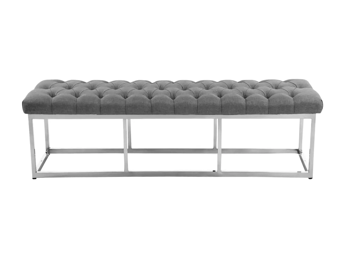 Banquette - Tissu & Acier inoxydable - Gris - Amun