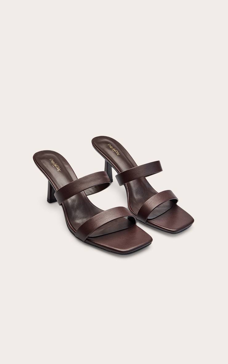 Rouge Bordeaux Mules À Talons En Synthétiquecuir Souple À Double Bride