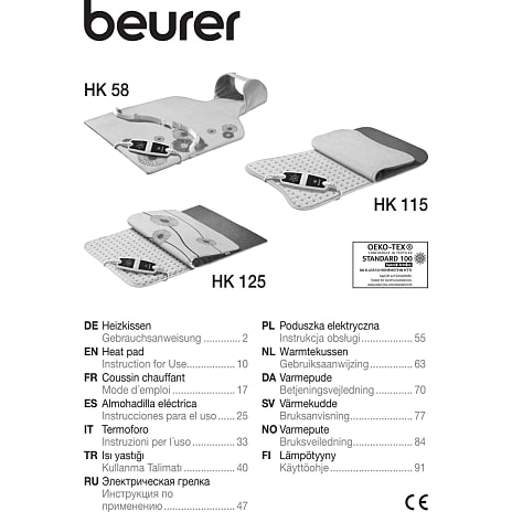 Beurer HK 125 Cosy elektrisk varmepude 60 x 40 cm 100 W