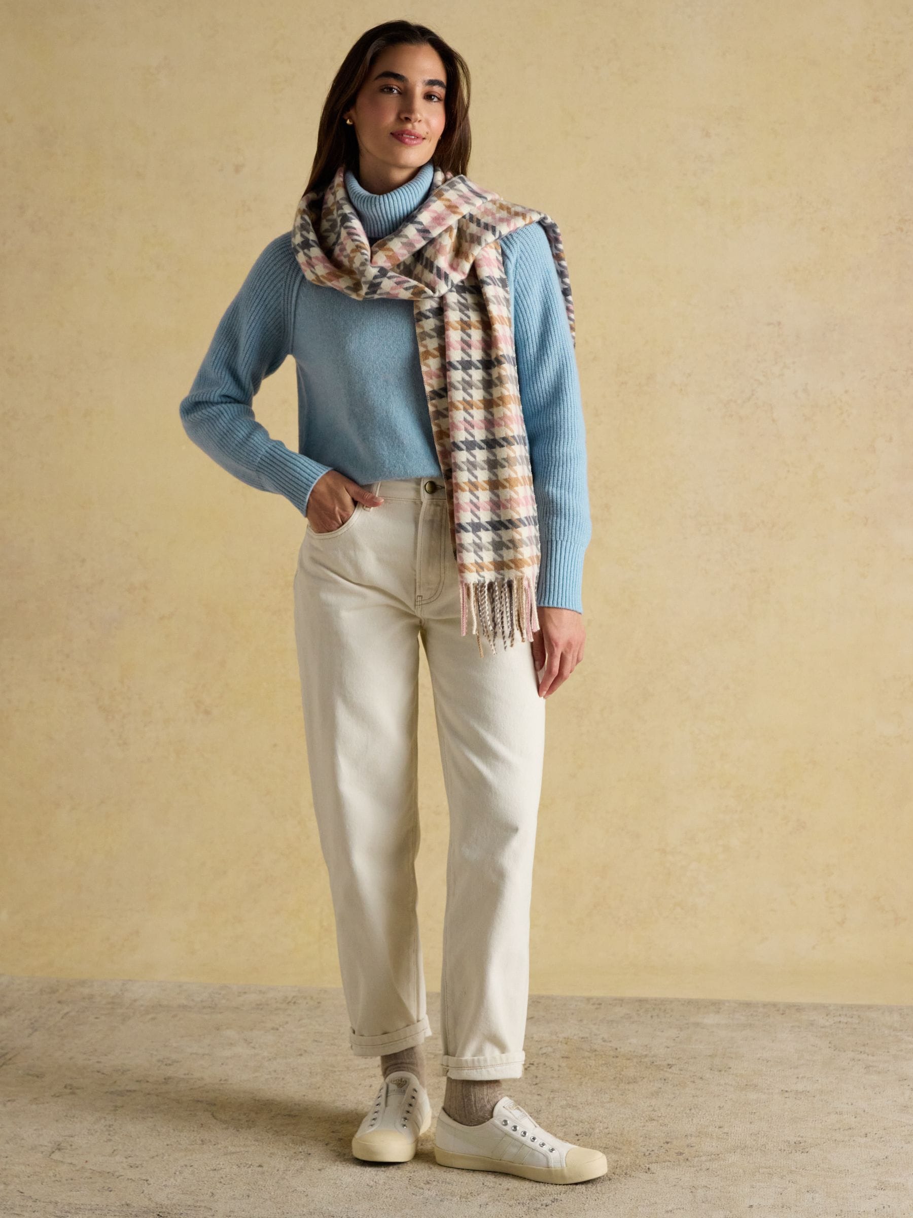 Pink & Oatmeal - Joules Langtree Large Scarf