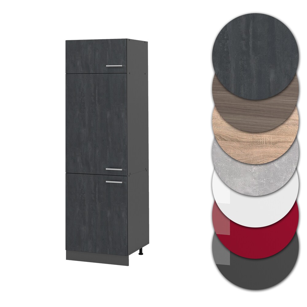 Vicco Kühlumbauschrank R-Line Schwarz Beton Anthrazit 60 cm