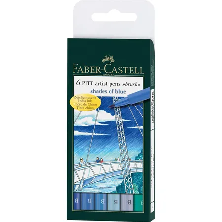 Faber-Castell Tuschestift PITT artist pen, B, blue, 6er Etui