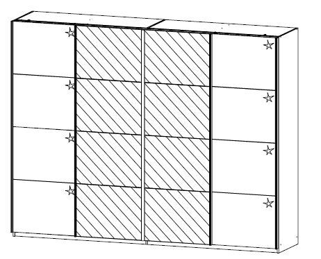 Schwebetürenschrank - Sonoma Eiche-weiß Hochglanz - 271 cm