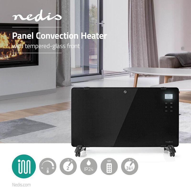 Nedis - HTPL20FBK - Paneel Convectorkachel - Zwart - 2000 W