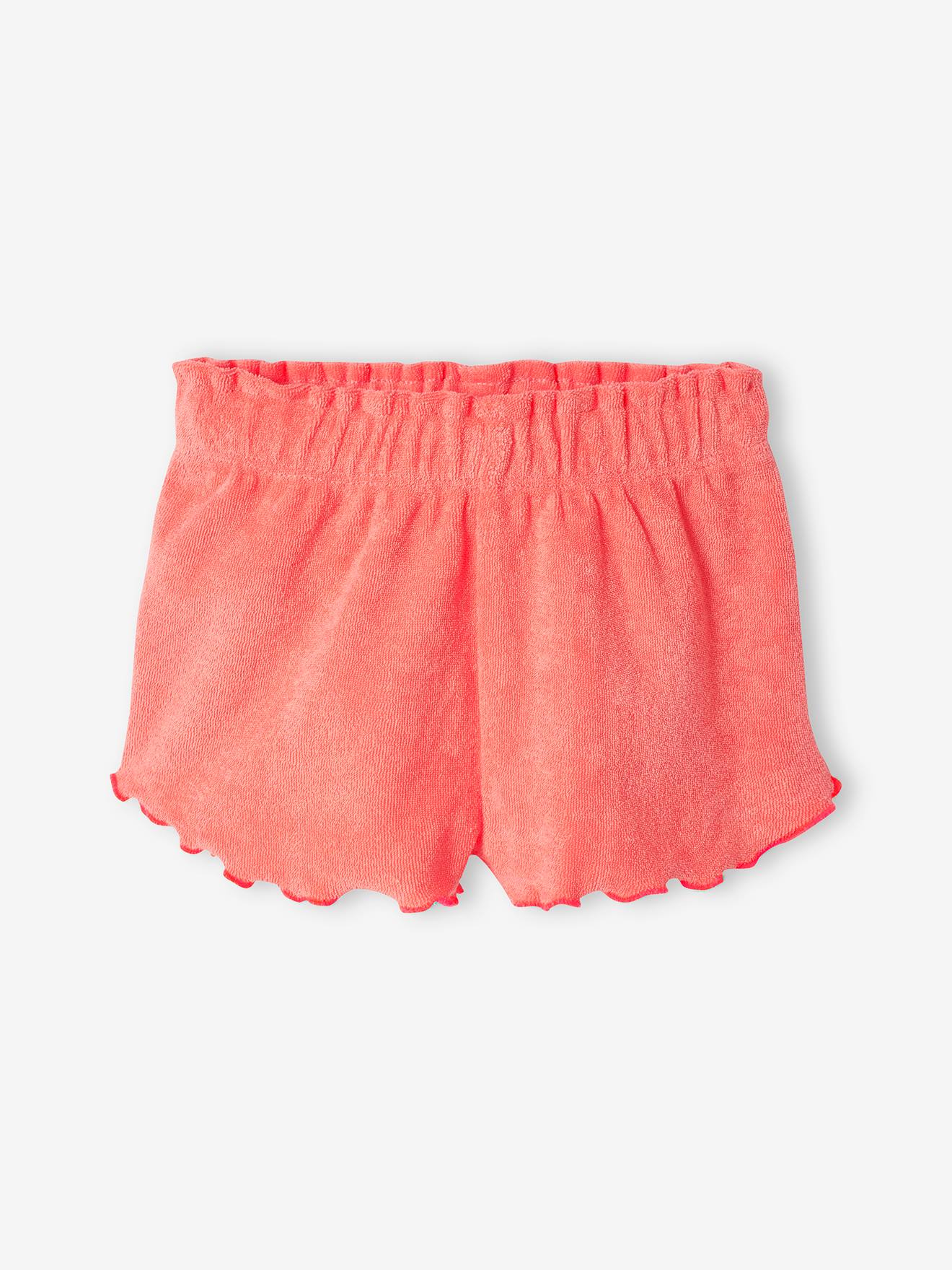 Conjunto de fleece encaracolado para bebê: regata coral e shorts.