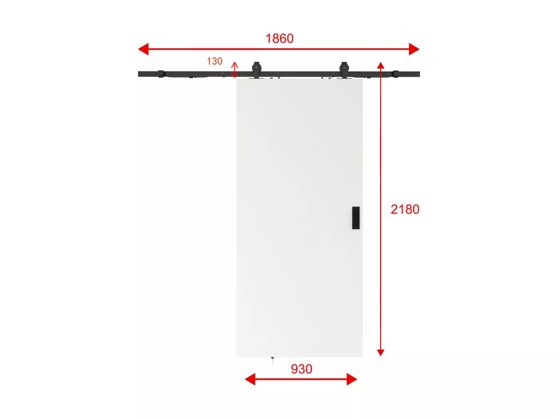 Porte coulissante avec système en applique - H205 x L93 cm - MDF + PVC Blanc - VARIN II
