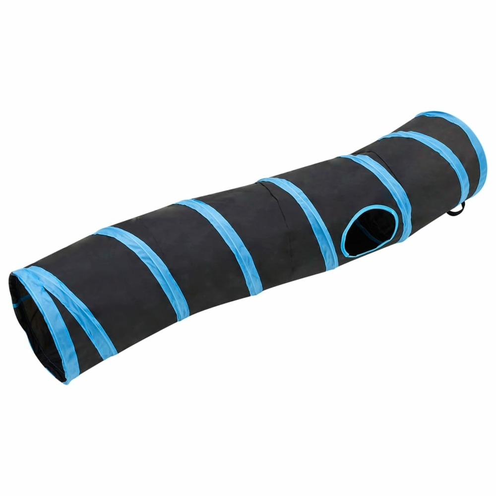 Tunnel pour chats en forme de s noir et bleu 122 cm polyester