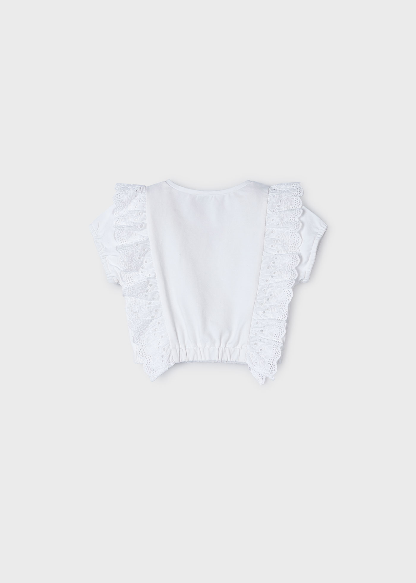Camiseta infantil com babados bordados