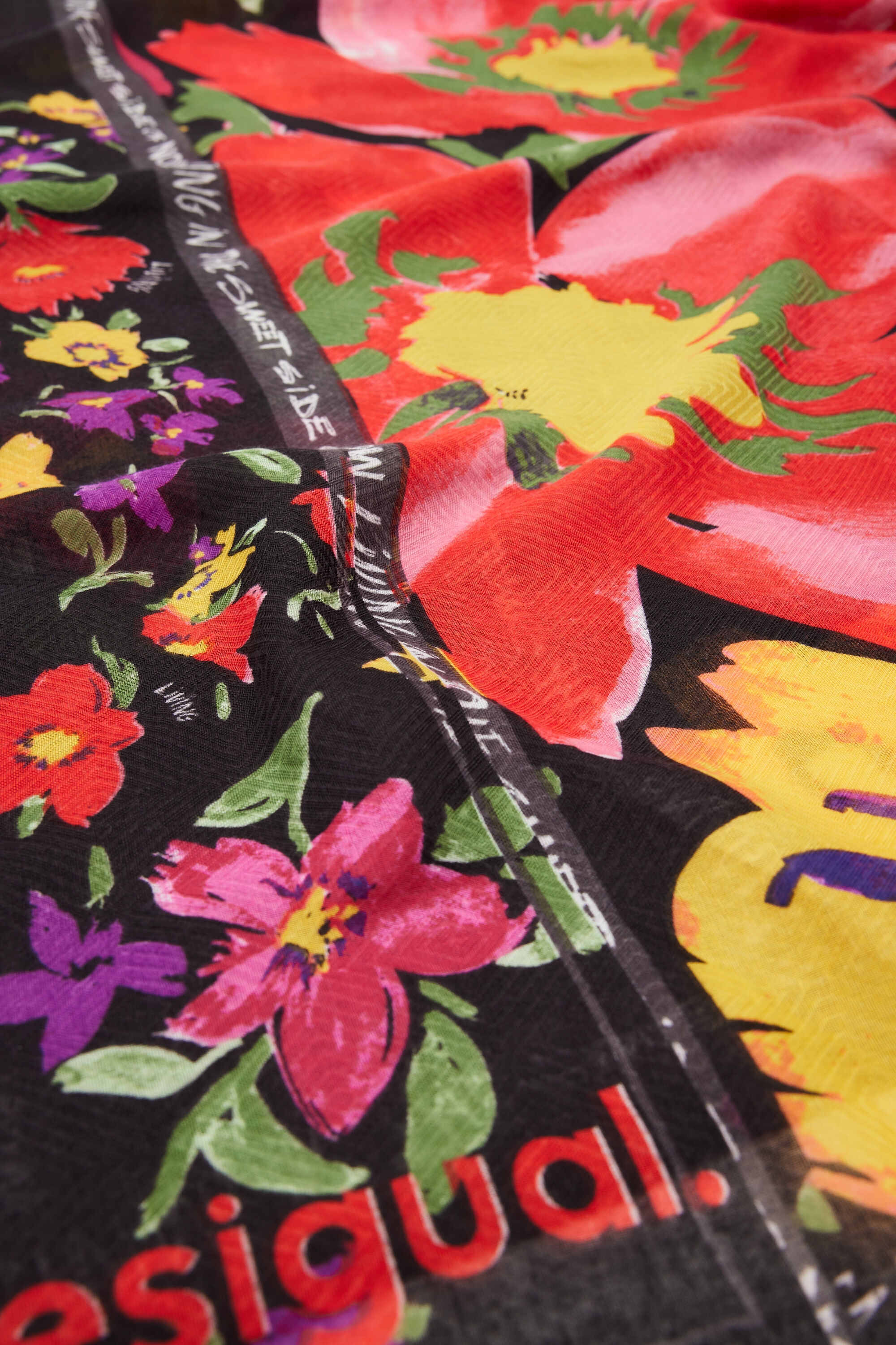 Foulard rectangulaire patchwork floral