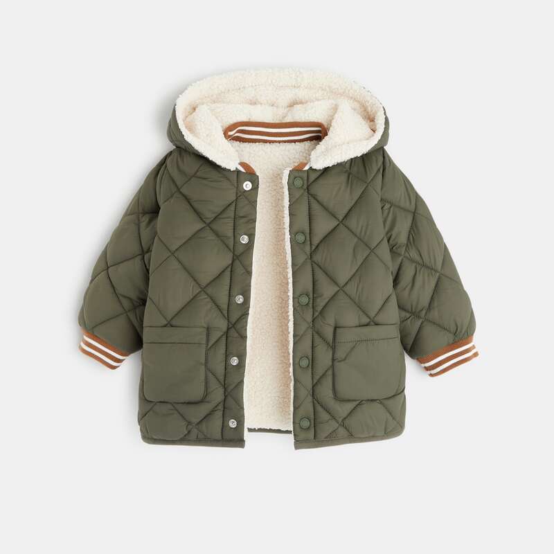 Manteau de ville réversible matelassée vert bébé garçon