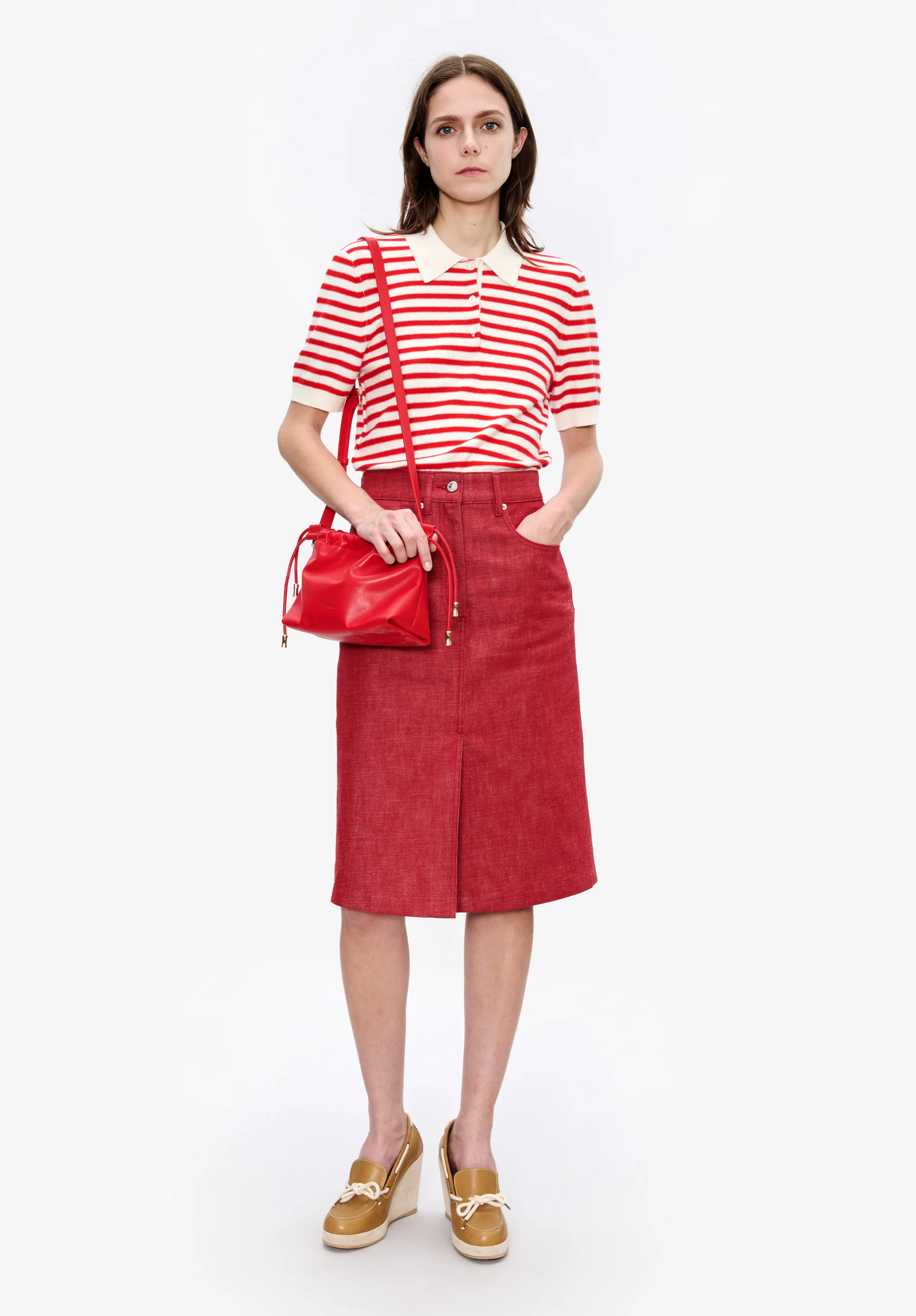 Jupe rouge en denim japonais - Rouge
