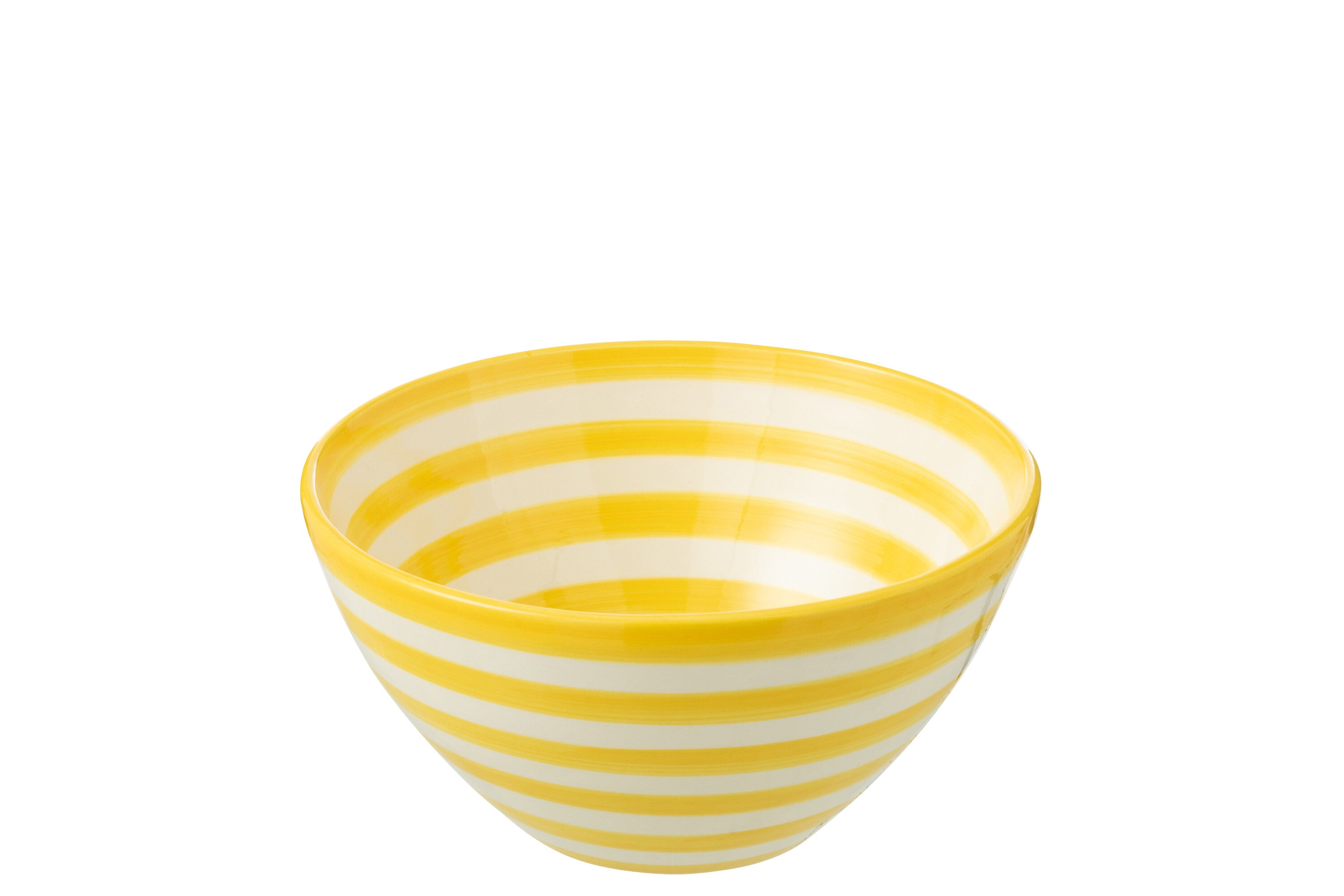 J-Line kom Granada Stripes High - keramiek - wit|geel - medi
