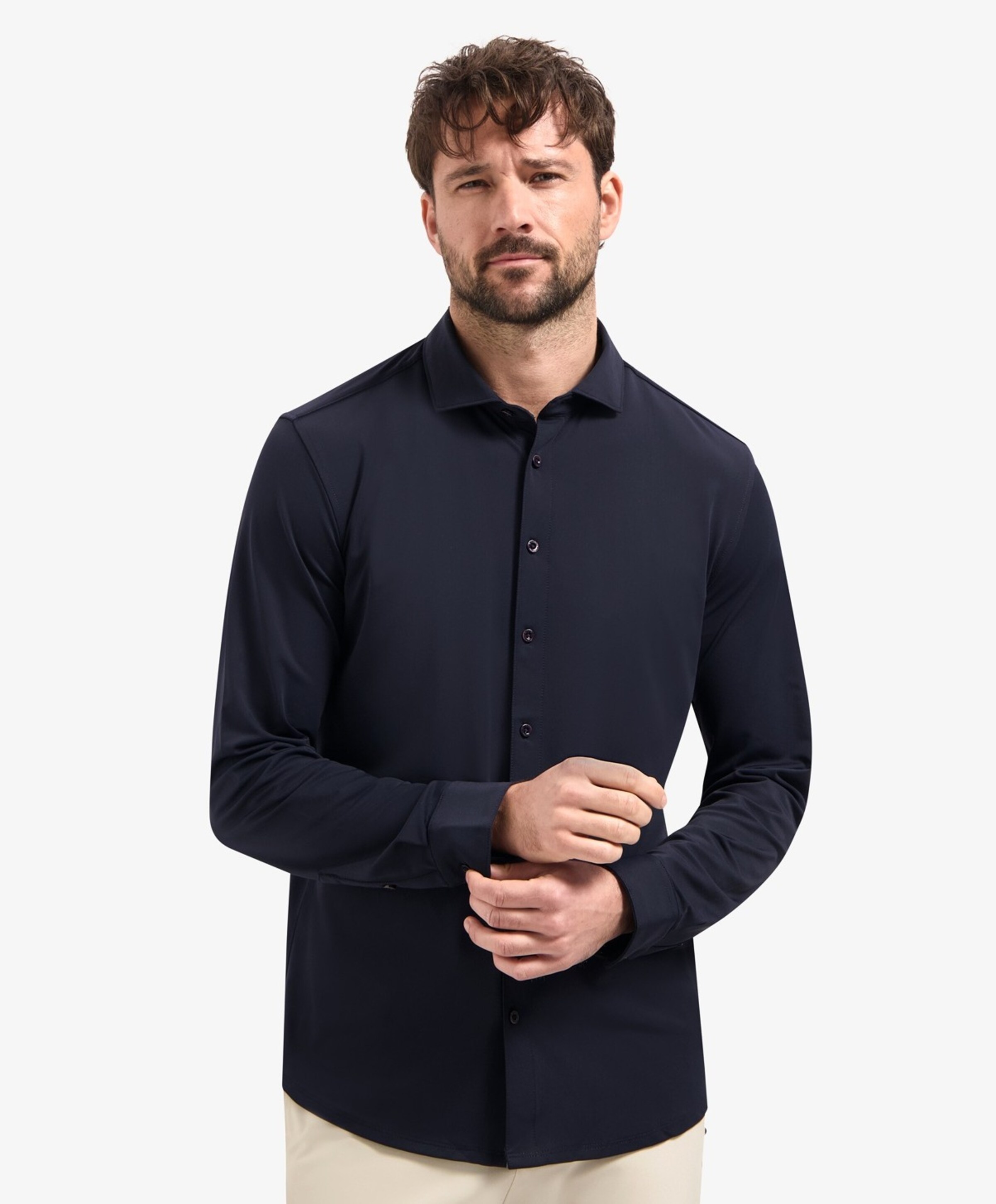 No Excess Heren overhemd lange mouw blauw