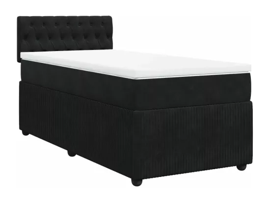 Sommier à lattes de lit avec matelas Noir 90x190 cm Velours