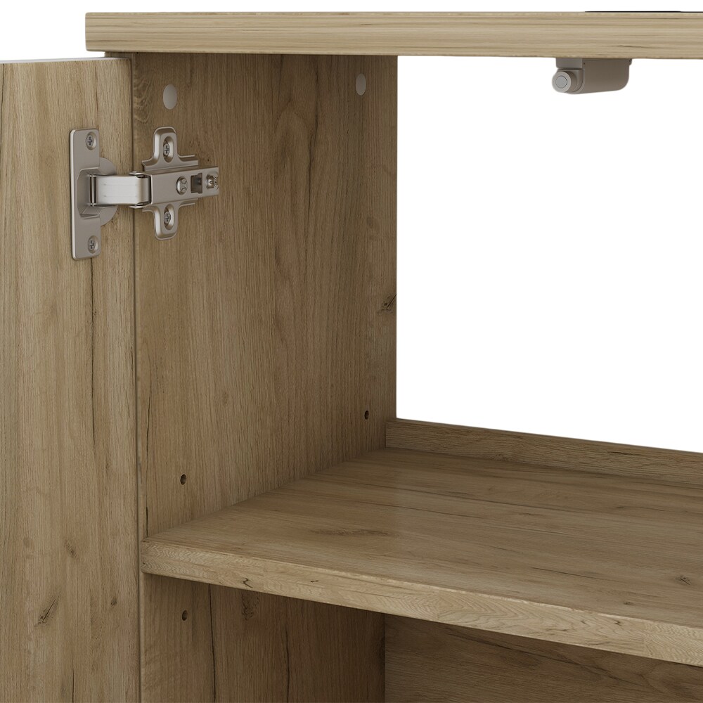 Vicco Waschtischunterschrank Waschbeckenunterschrank Edge Eiche Weiß modern 60x57 cm Badezimmer Schrank Badschrank Badkommode Badmöbel 2 Türen