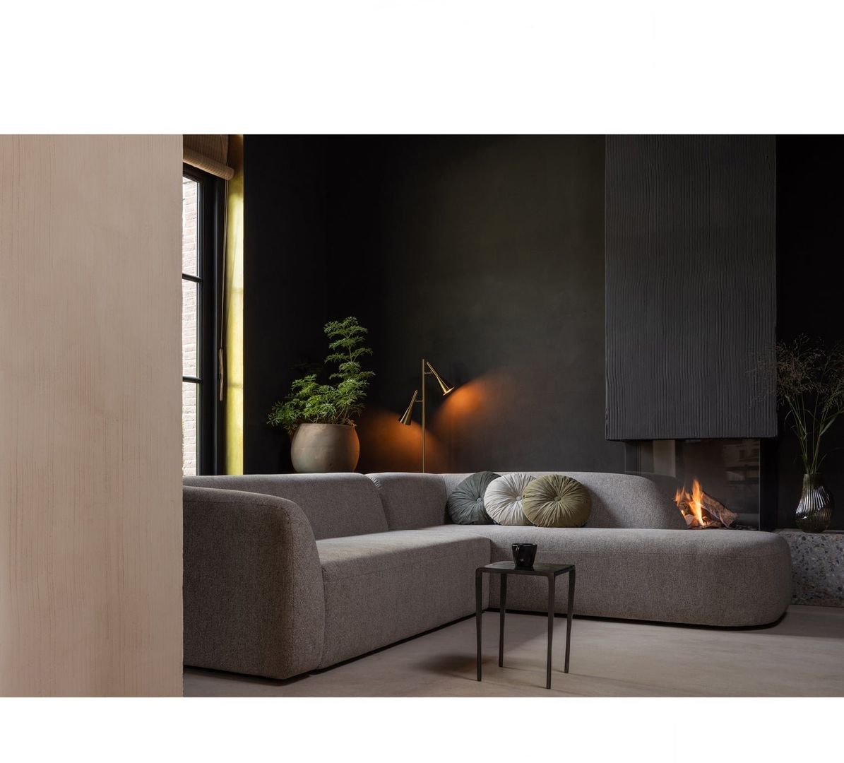 WOOOD   Sloping Natural Melange Hoekbank