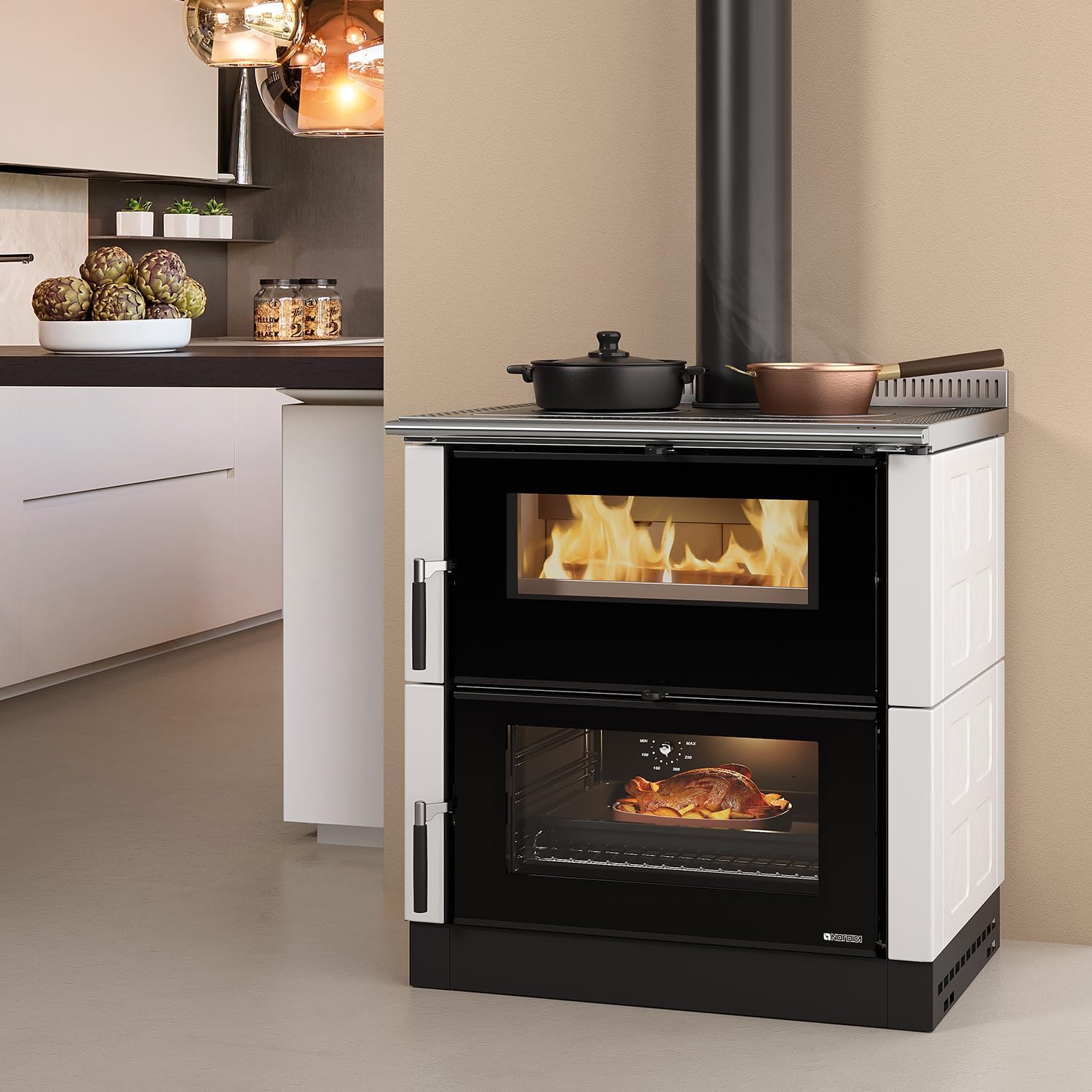 La Nordica 7016261 Verona XXL Majolika Küchenofen Weiß Infinity/A+