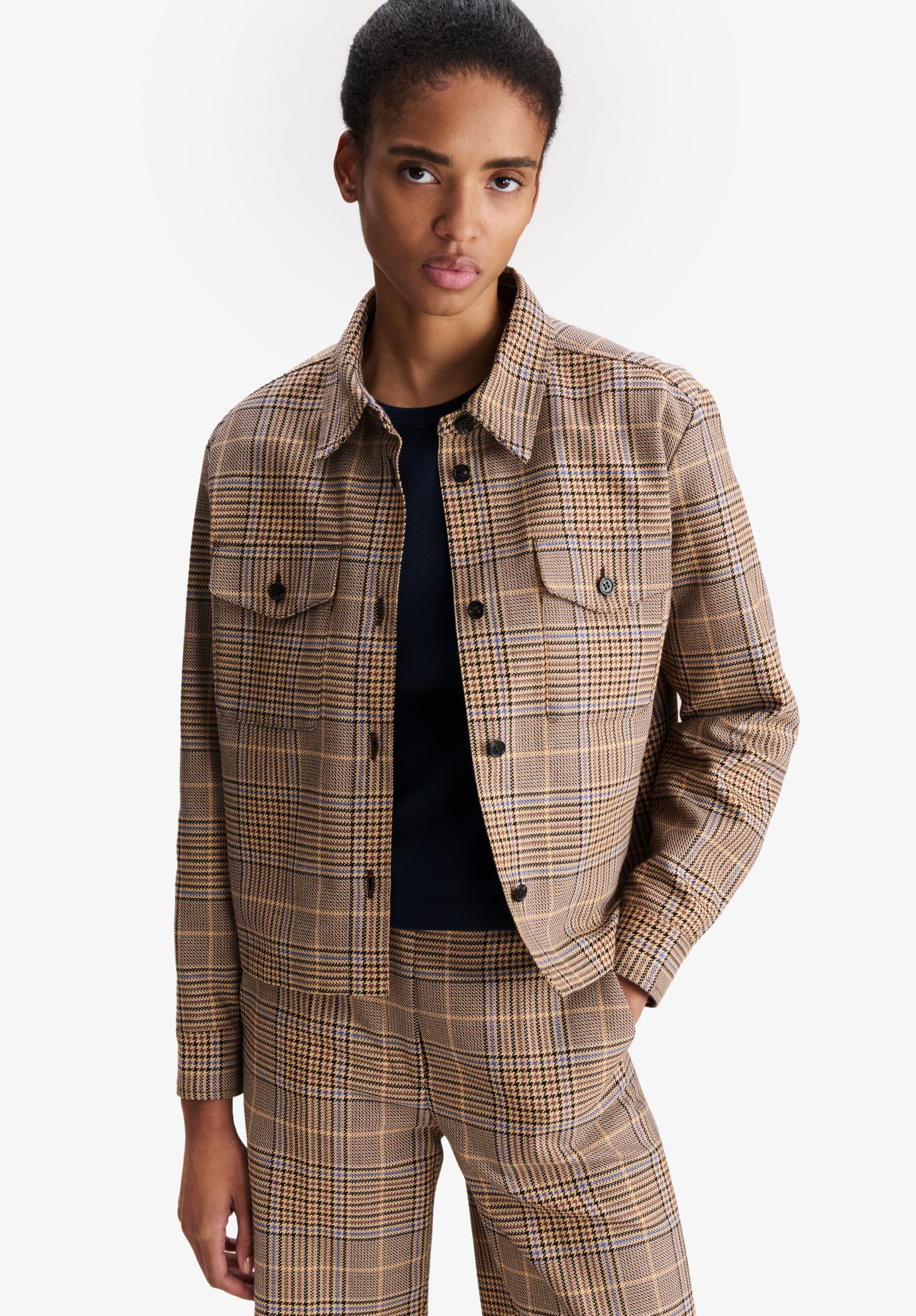 Veste marron à carreaux - Beige