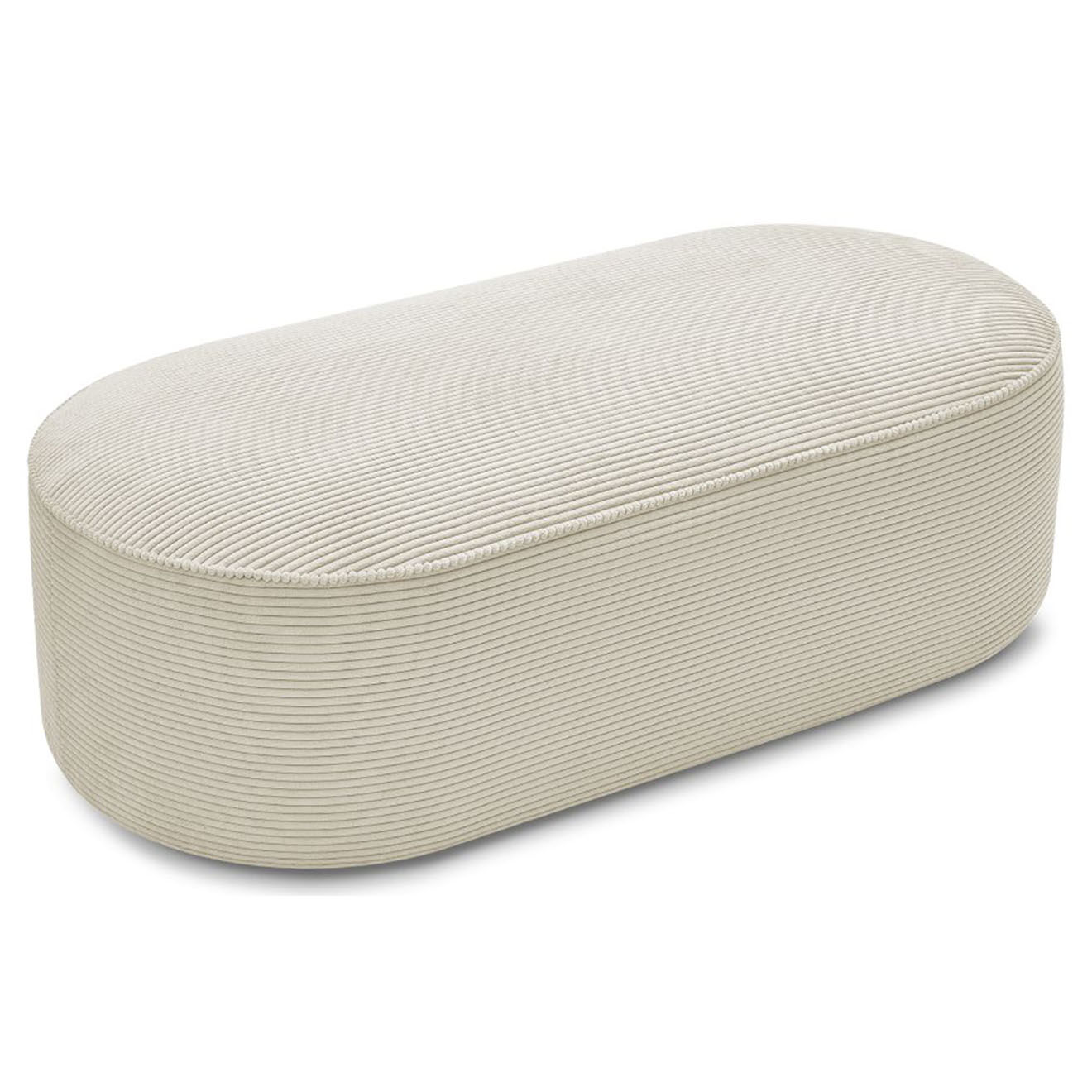 Bobochic Pouf pour canapé modulable en Velours côtelé Rousseau beige - 140x70x45 cm