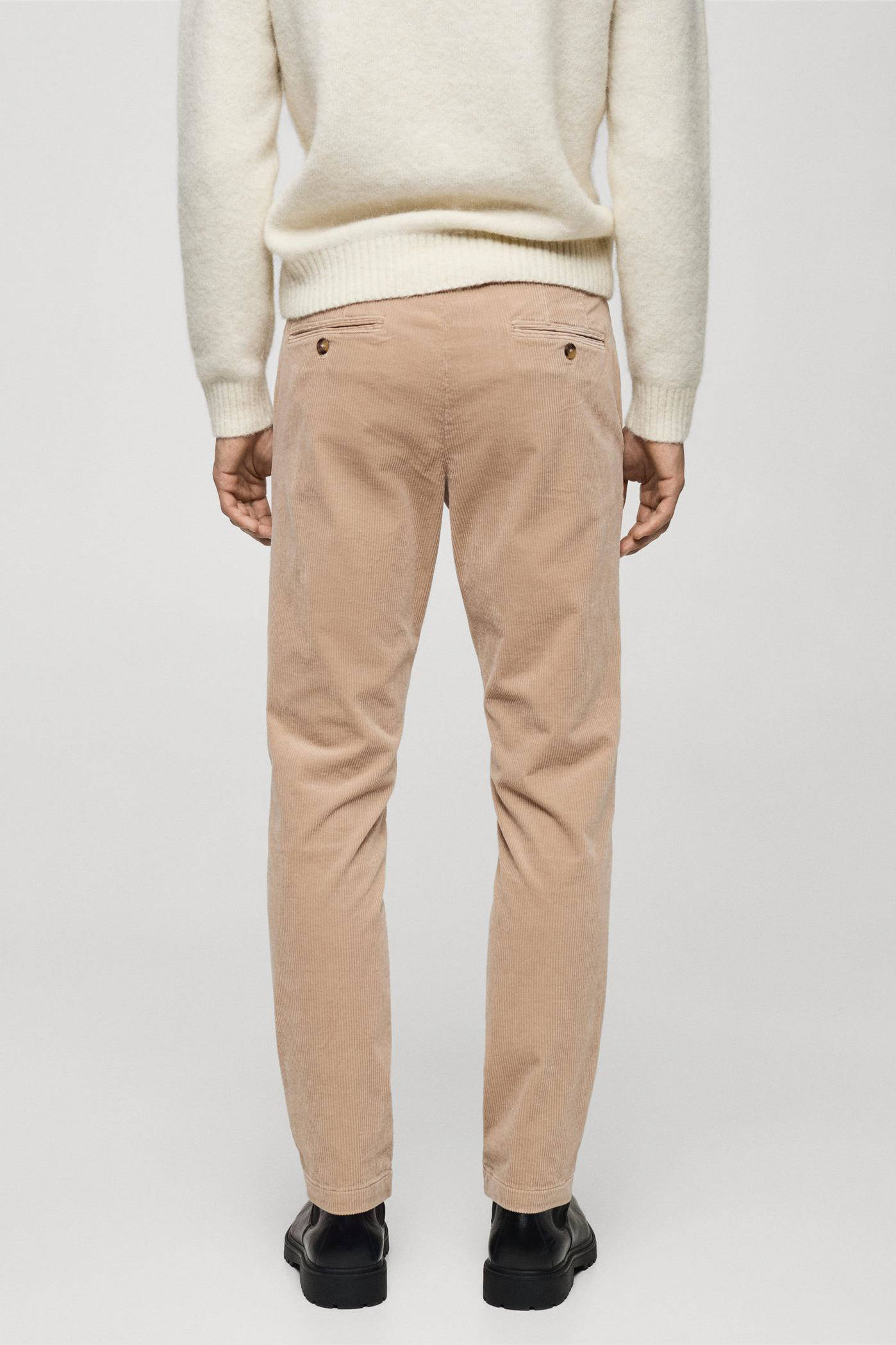 Mango Man corduroy slim fit broek lichtbeige