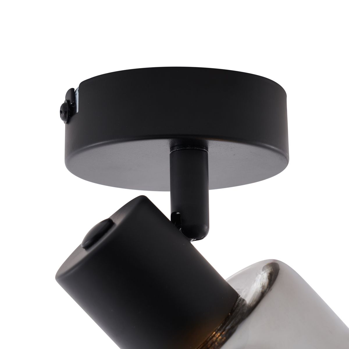 Moderne plafondlamp zwart met smoke glas rond - Cilin