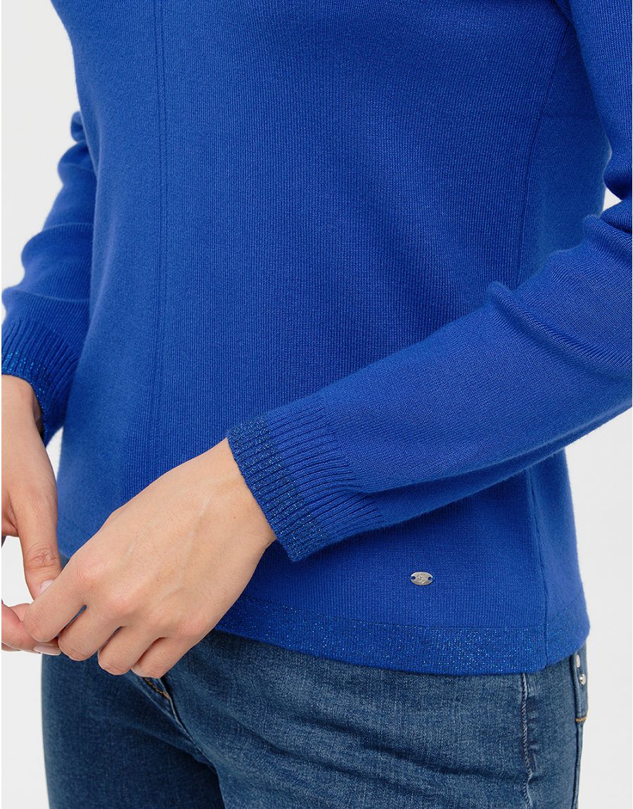 Pull bleu roi col irisé