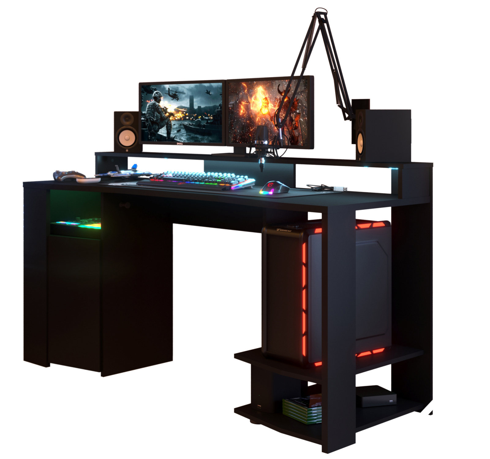 Gamertisch GAMING - schwarz - mit LED - Farbwechsel