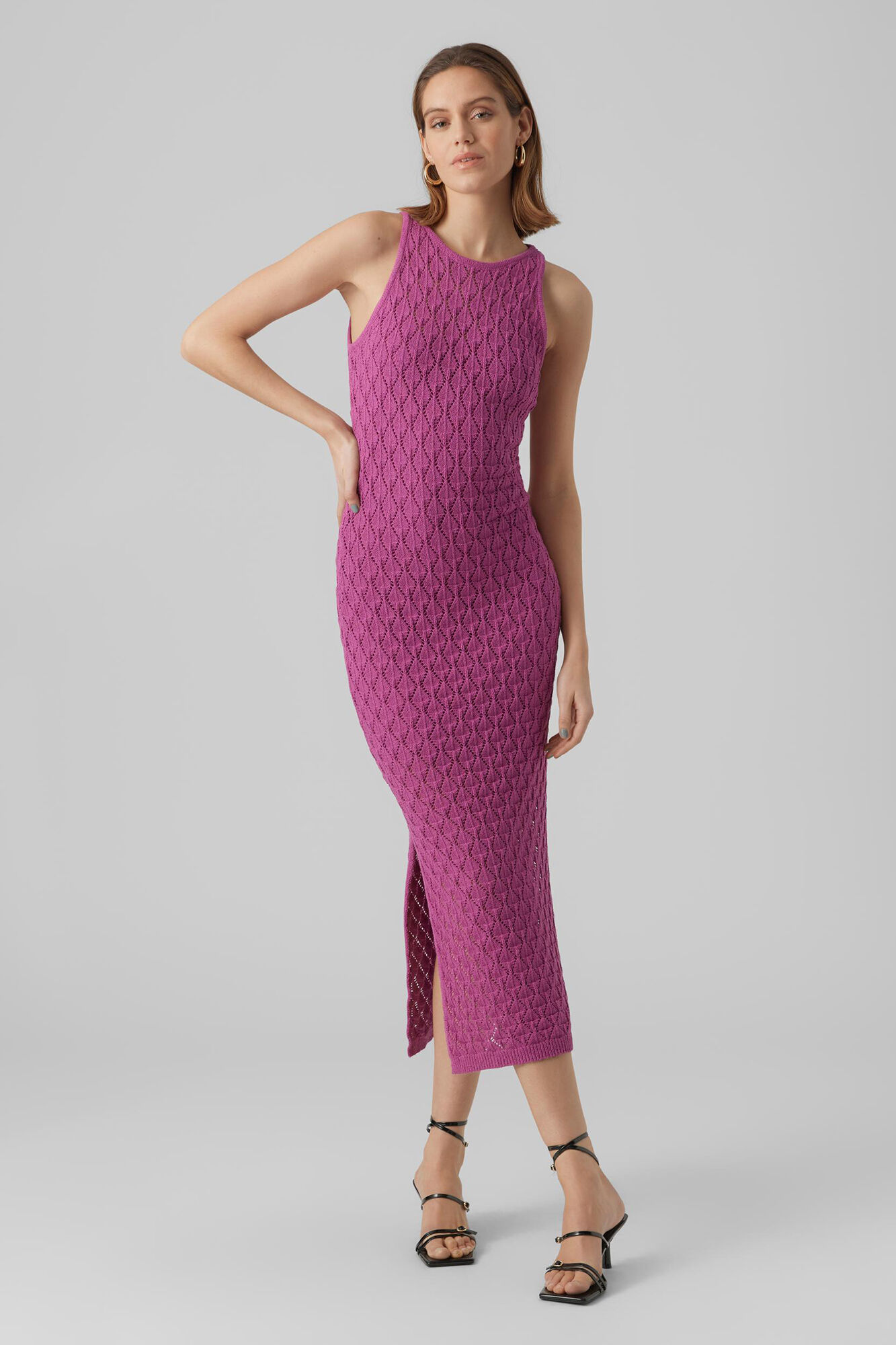 Vestido midi de crochê - Lilás