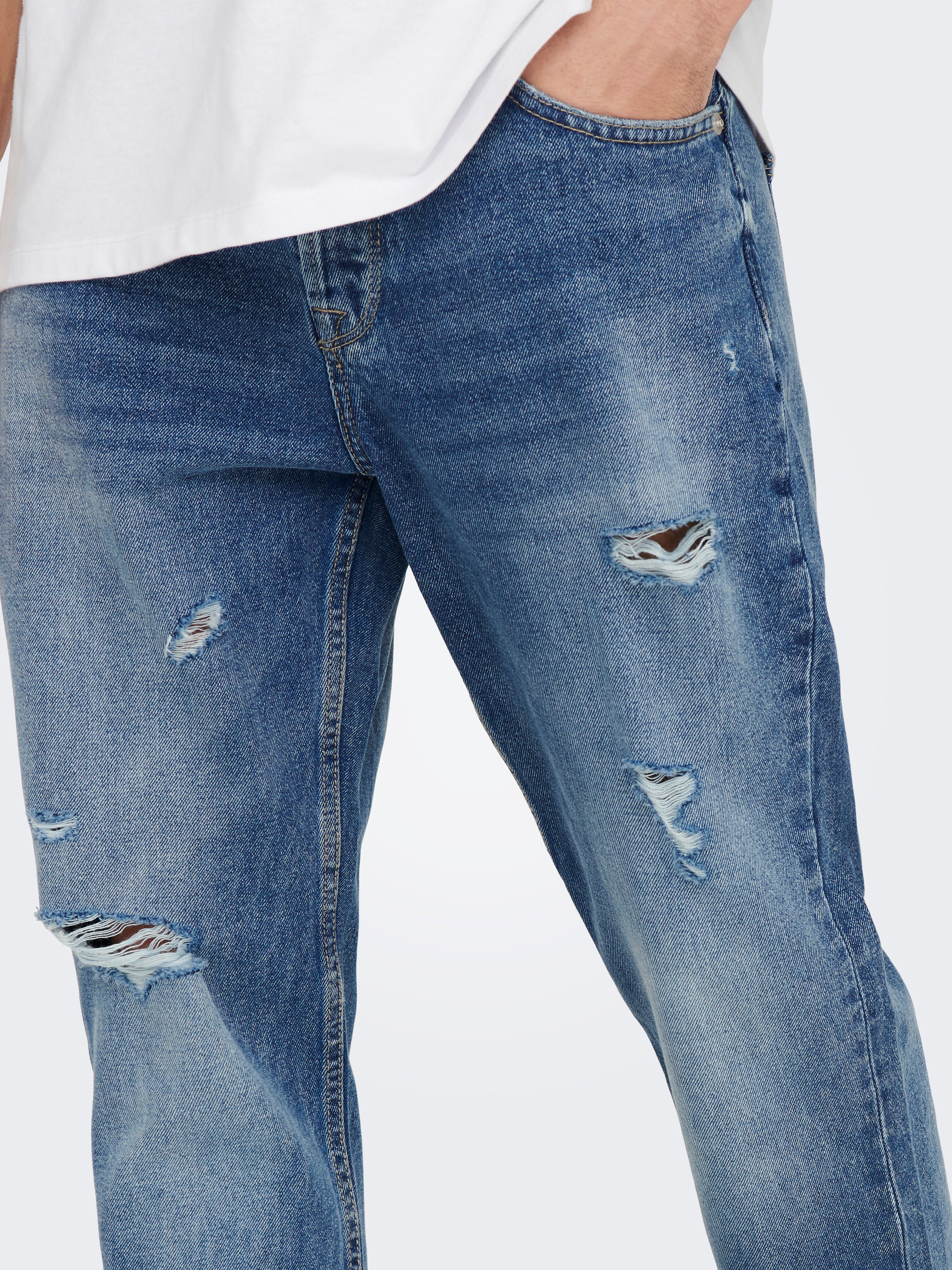 ONSAVI Mid Rise Verkürzt Jeans Medium Blue Denim