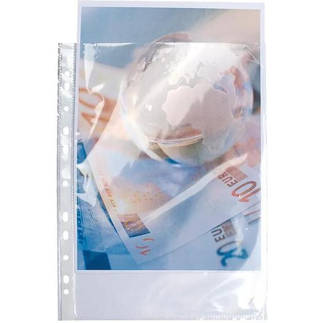 Sachet de 10 pochettes perforées polypropylène lisse haute qualité 9/100e - 24x32cm vertical - Cristal