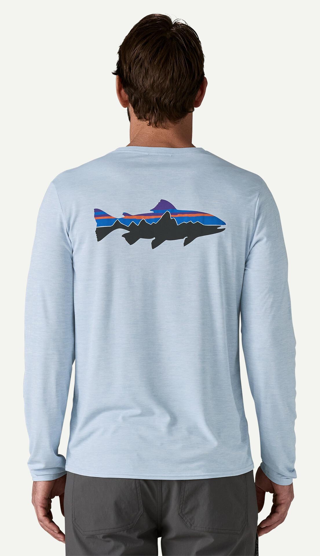 L/S Capilene Cool Daily Graphic Herre Fitz Roy Trout: Fleck Blue