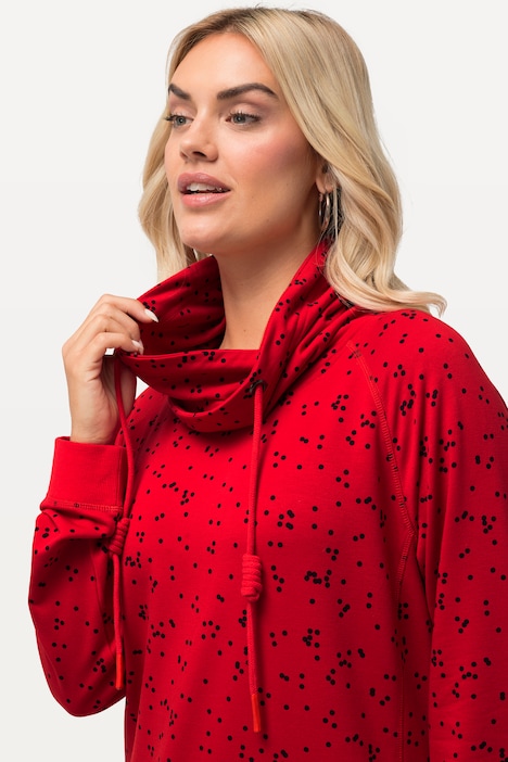 Sweatshirt, Pünktchen, Stehkragen, Taschen, Langarm