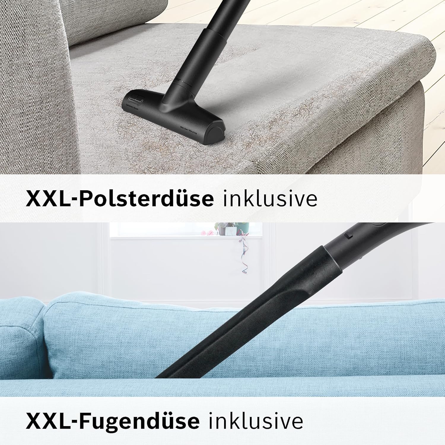 Bosch Staubsauger beutellos Serie 6 BGC41XALL, Bodenstaubsauger, Testsieger, ideal für Allergiker, Hygiene-Filter, Hartbodendüse, XXL-Polsterdüse, hohe Saugleistung, leise, 700 W, weiß