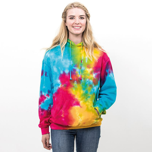 Moletom com capuz tie-dye arco-íris, Colortone
