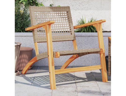 VIDAXL - Chaises de jardin lot de 2 beige résine tressée bois d’acaci...