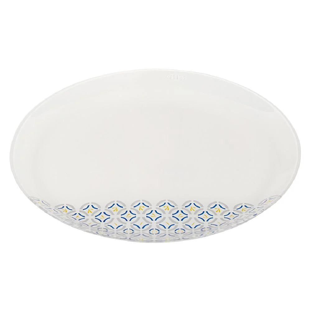 Assiette plate ronde en verre Eleni motif géométrique