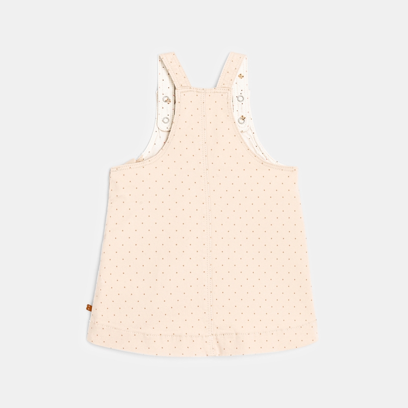 Robe salopette denim à pois blanche bébé fille