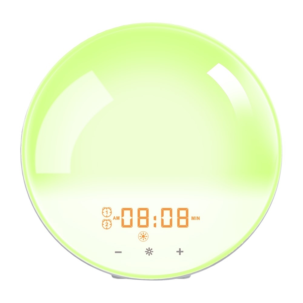 Smart Sunrise Wake Up Licht USB Wecker Sunset Nachtlicht FM Radio Tischuhr Touch Control - Weiss