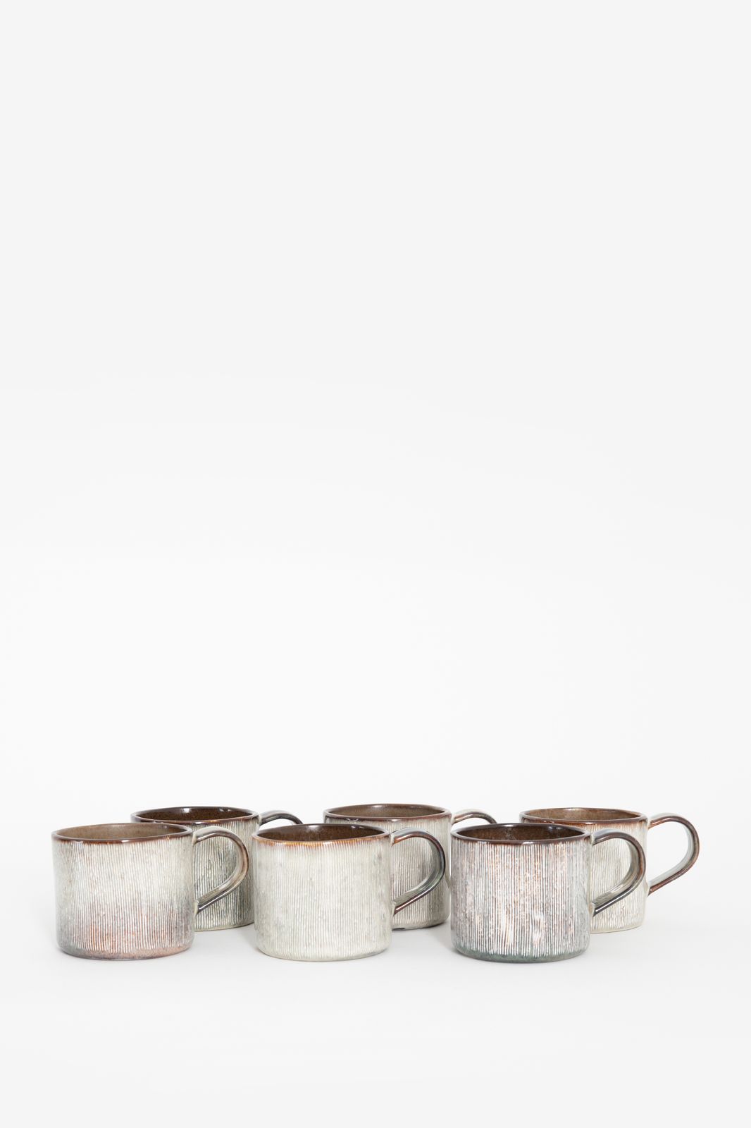 Beige met blauwe keramieken mok met oor