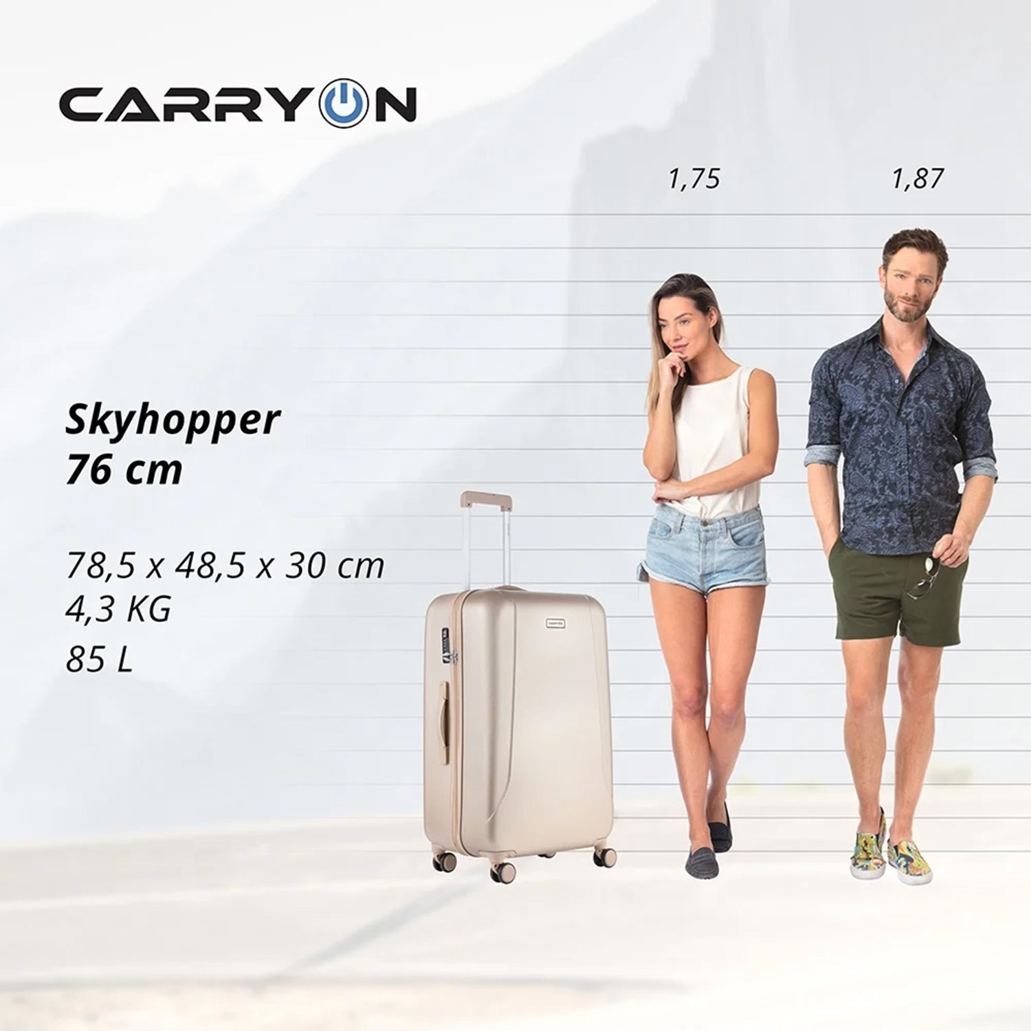 CarryOn Skyhopper 4 Wiel Trolley 78 champagne