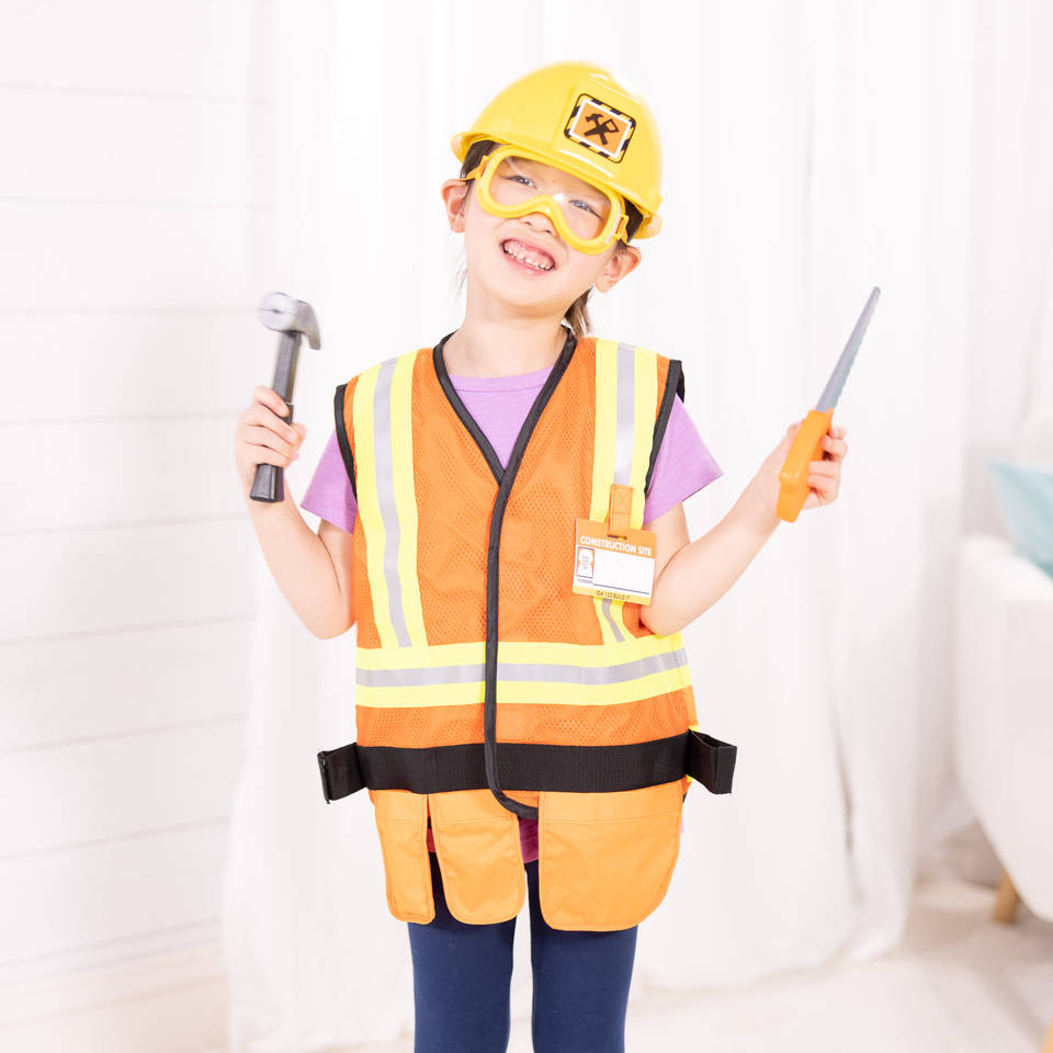 Melissa & Doug verkleedset bouwvakker inclusief helm en gereedschap